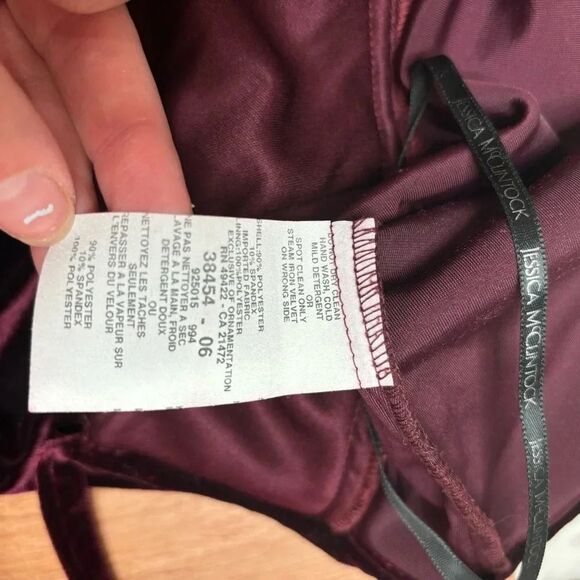 Jessica McClintock Gunne Sax Vintage low back Dark Red Maroon Velour Dress sz 9 - Picture 4 of 8